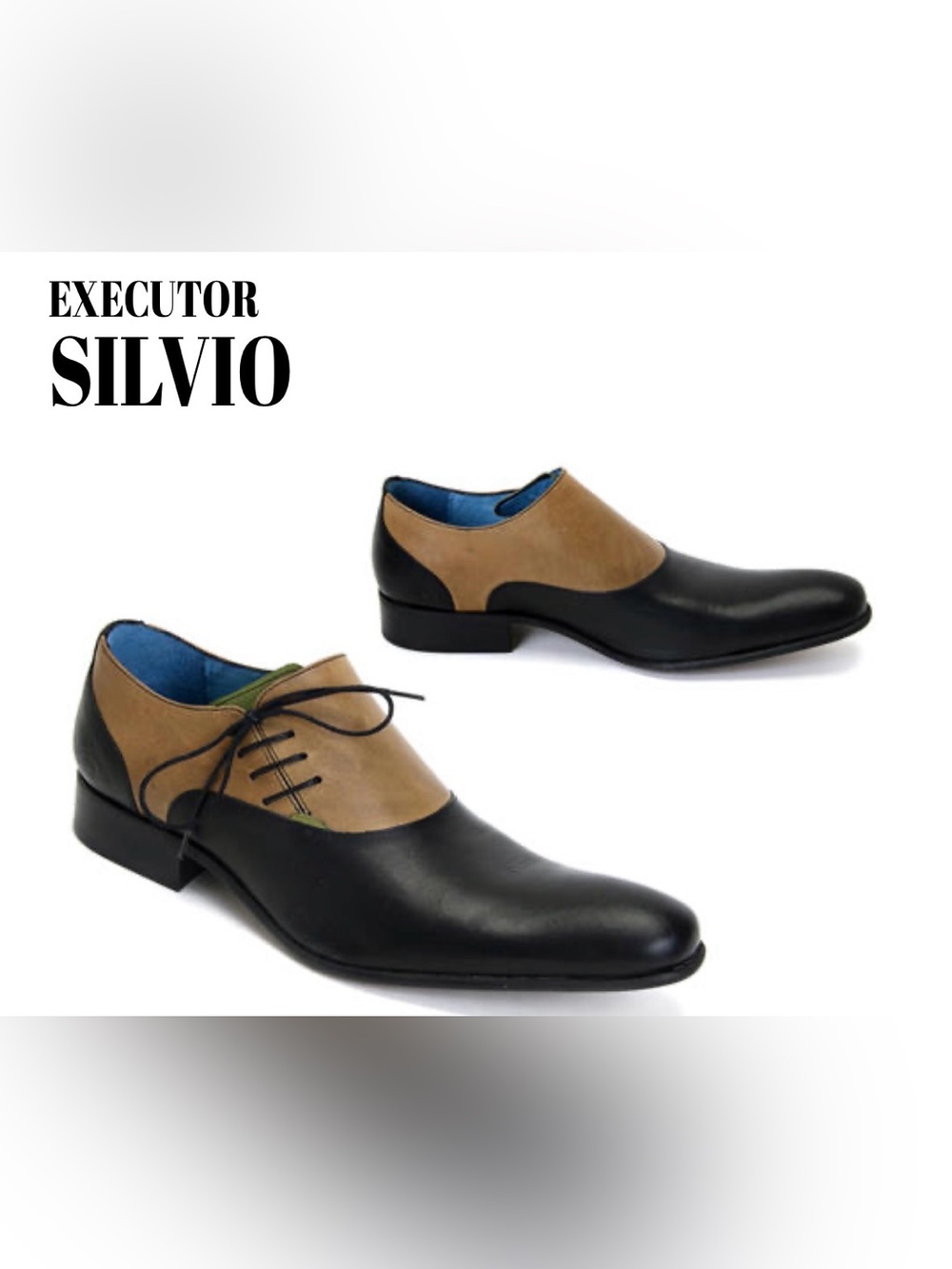 Fluevog VERY GOOD Executor Silvio black, tan, green side-lace leather loafer-12